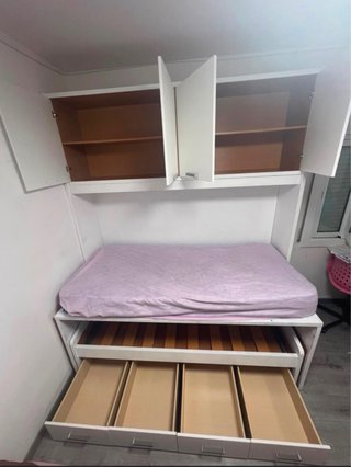 Cama nido blanca 90/1,90 con armarios