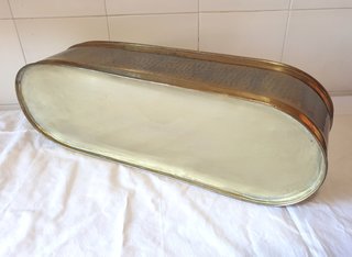 Fioriera portavasi ovale vintage anni '70 ottone
