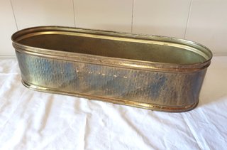 Fioriera portavasi ovale vintage anni '70 ottone
