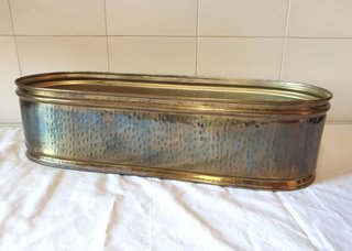 Fioriera portavasi ovale vintage anni '70 ottone