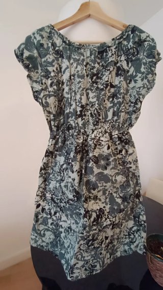Vestido Verano Estilo Surf Gris/Verde