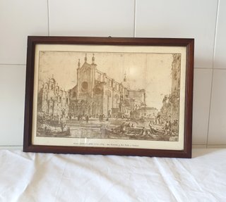 Stampa d'epoca Francesco Guardi Basilica dei Santi