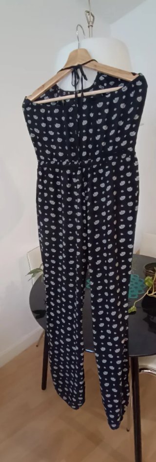 Mono largo halter negro estampado