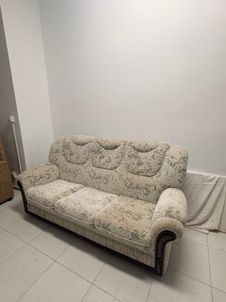 Sofá vintage floral tela y madera