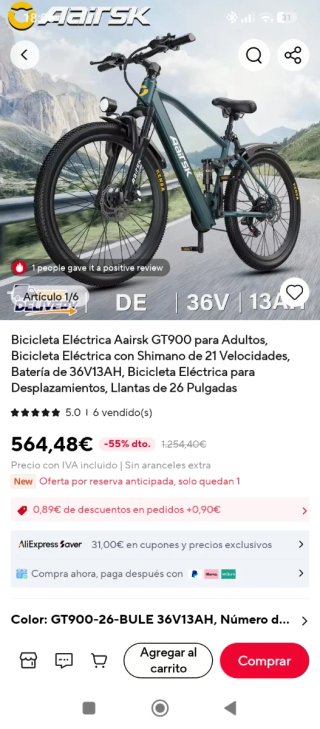 Bicicleta Eléctrica Aairsk GT900.NO REBAJO