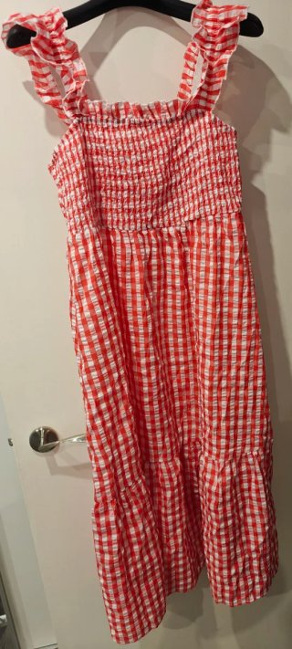 Vestido cuadros Vichy rojo y blanco