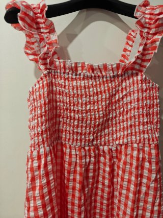 Vestido cuadros Vichy rojo y blanco