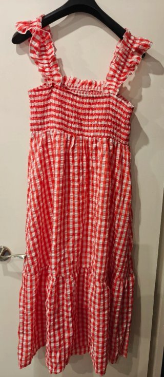 Vestido cuadros Vichy rojo y blanco