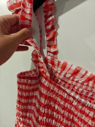 Vestido cuadros Vichy rojo y blanco