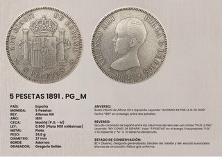 Lote 5 Monedas 5 Pesetas Plata ESP
