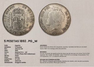 Lote 5 Monedas 5 Pesetas Plata ESP