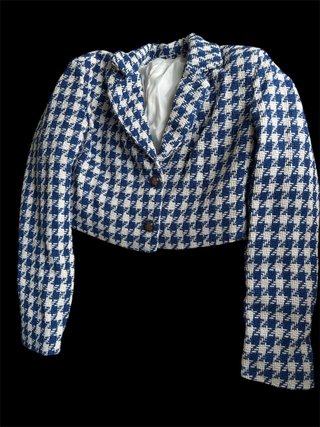 Chaqueta corta mujer azul y blanco
