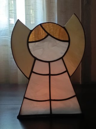 Portavelas Ángel Vitral Dorado y Blanco
