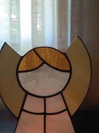 Portavelas Ángel Vitral Dorado y Blanco