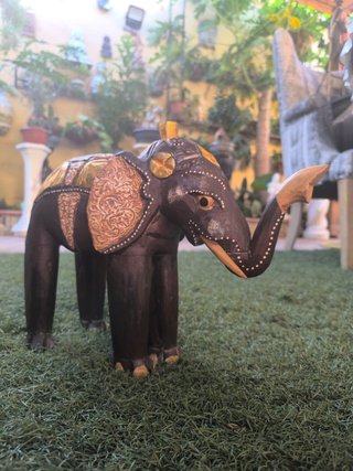 Elefante Decorativo Madera Dorado