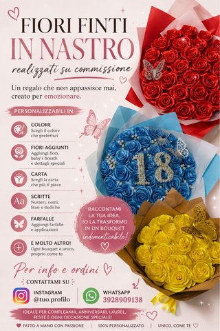 Bouquet Fiori Finti in Nastro