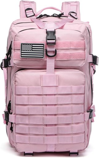Mochila Táctica 50L Rosa + 2 Parches