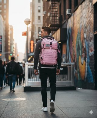 Mochila Táctica 50L Rosa + 2 Parches