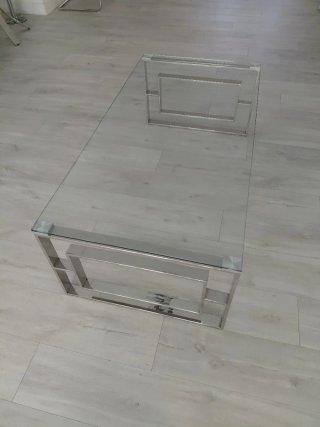 Mesa de centro cristal y metal