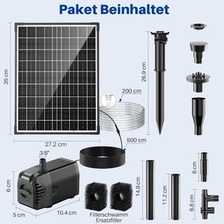 Fuente solar 20W bomba estanque jardín DIY
