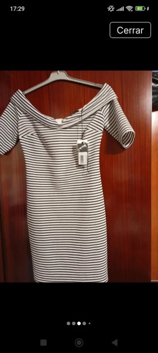 Vestido corto verano rayas off-shoulder