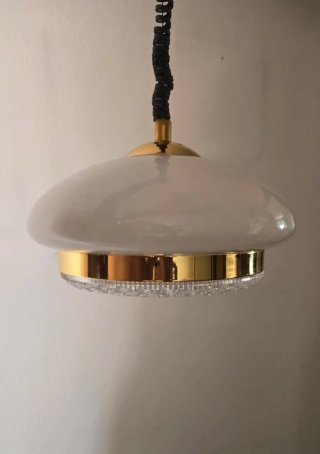 Lámpara Techo Vintage Retro Oro Blanco Cristal