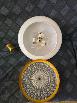 Lámpara Techo Vintage Retro Oro Blanco Cristal