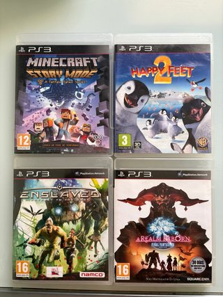 Lote 4 Juegos PS3: Minecraft, Happy Feet 2, Enslav