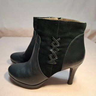 Botines tacón plataforma ante y piel
