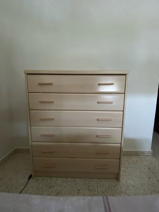 Cómoda de madera beige 6 cajones