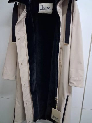 Cappotto Herno foderato pelliccia beige/nero