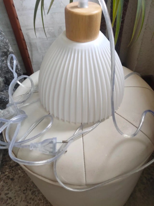 Lámpara Colgante blanca madera E27 Enchufe 5m cabl