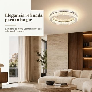 Lámpara Techo LED Cristal K9 Regulable 48W Ø45cm