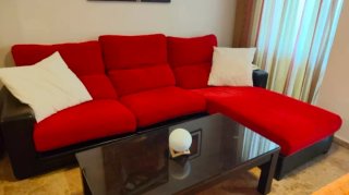 Chaiselongue rojo y negro