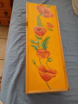 2 Scatole Legno Decoupage Fiori Rossi