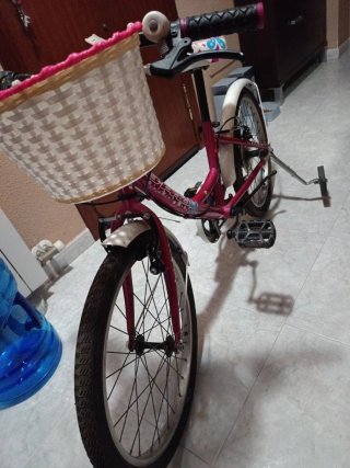 Bicicleta niña rosa con ruedines