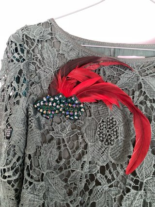 Vestido Oky Coky Verde Talla 44 Encaje