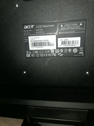 Monitor Acer AL2216W Plata/Negro