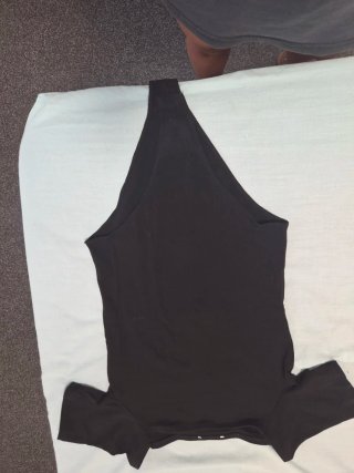 Body negro algodón manga corta