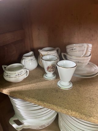 Vajilla vintage porcelana floral dorada
