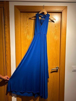 Vestido largo azul de fiesta. Vestido Haslter Azul