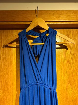 Vestido largo azul de fiesta. Vestido Haslter Azul
