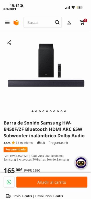 Barra de Sonido Samsung Negra