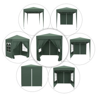 Cenador Jardín 2x2m con 4 Paredes Verde