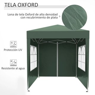 Cenador Jardín 2x2m con 4 Paredes Verde
