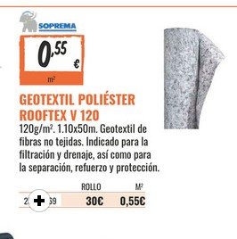 Rollo Lámina Geotextil 1,10x30m