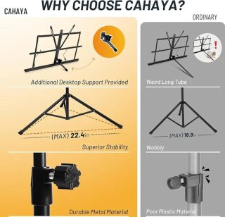 CAHAYA Soporte Partituras Plegable 2-en-1