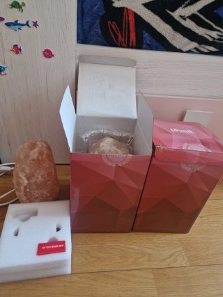 Lámpara Sal Himalaya Piedra Natural Madera