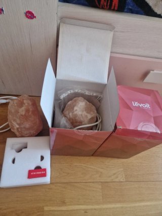 Lámpara Sal Himalaya Piedra Natural Madera