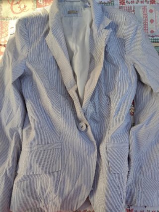Americana Zara Basic Raya Diplomática Marrón Talla